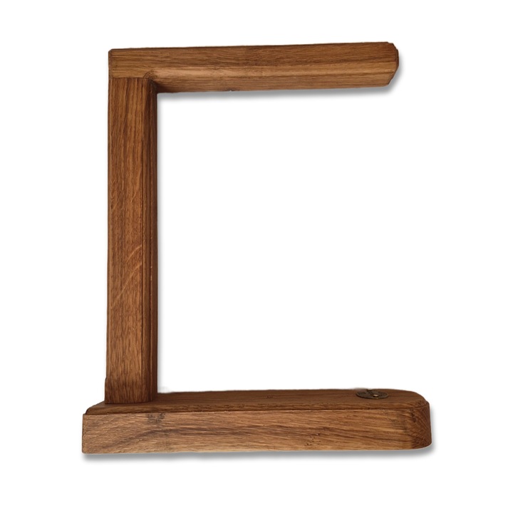 Fából készült fejhallgató tartó, Origin Woodcraft, kézzel készített, természetes tölgyfa, 20 x 24 cm