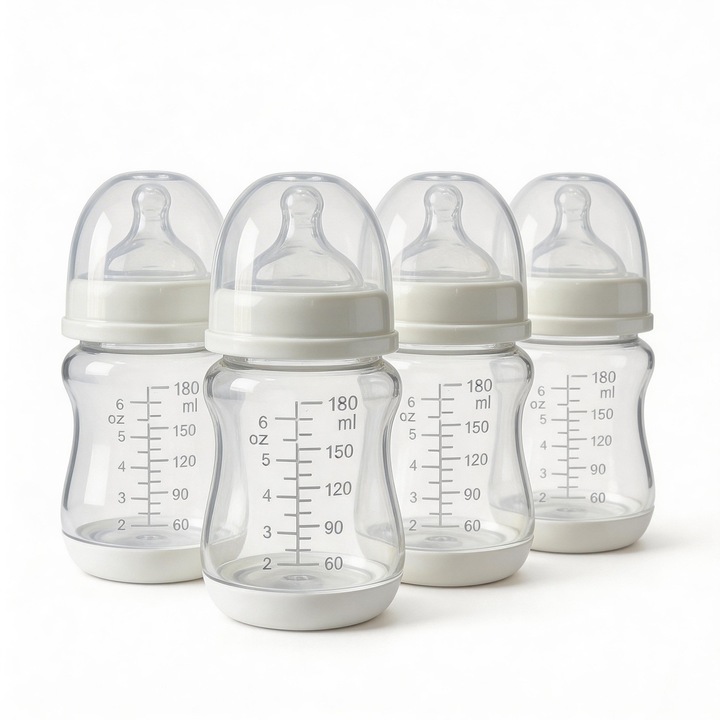 Set 4 biberoane alb polipropilena 180ml