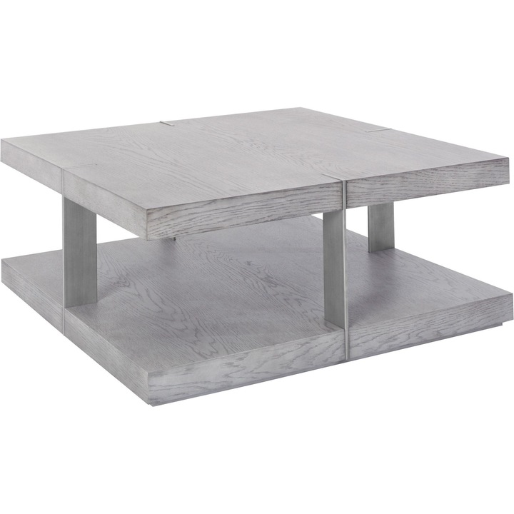 Холна маса, сива, 100x100см, с рафт, модерен дизайн