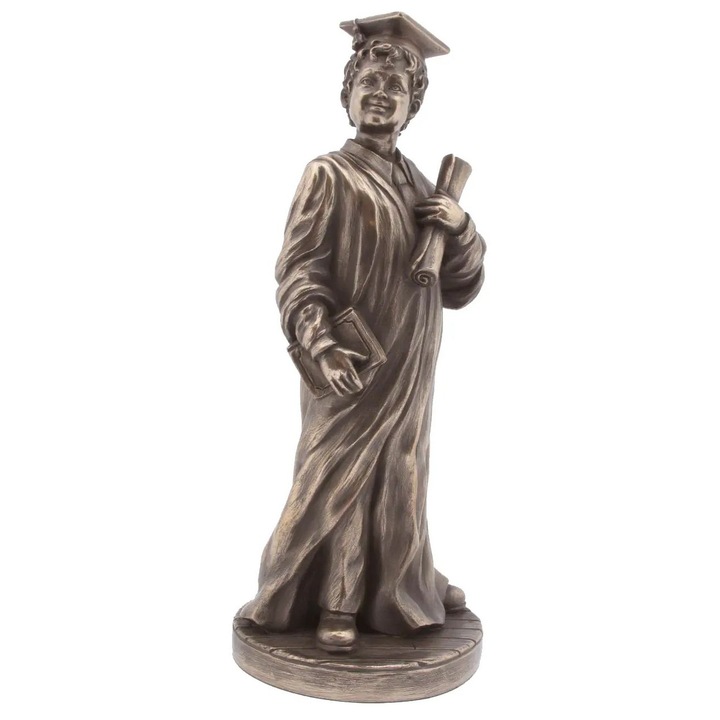 Statueta absolvent cu efect de bronz, polirasina, 9x23x9 cm