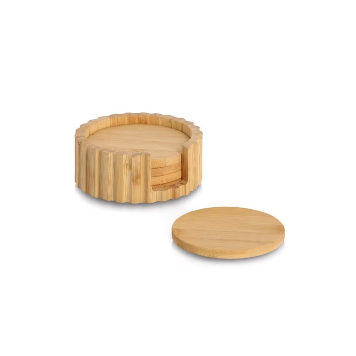 Set 6 suporti cani, bambus, Ø 12 x 4.7 cm