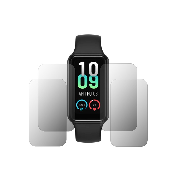 Set 4X Folie Protectie Ecran iSkinz pentru Amazfit Band 7, Invisible Skinz HD, Siliconica Ultra-Clear cu Acoperire Totala, Adeziva si Flexibila