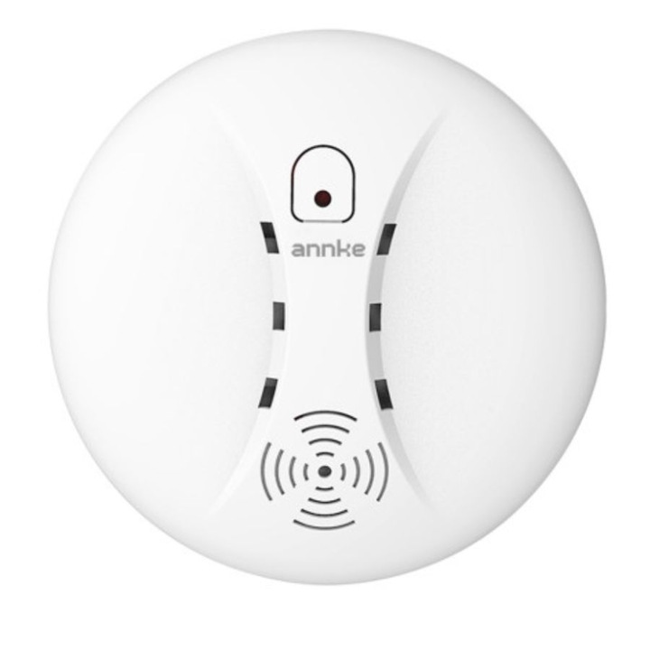 Detector de fum wireless ANNKE CGQ003-V1, accesoriu suplimentar pentru sistem alarma A113, alerta sonora 85 dB, transmisie 120 m