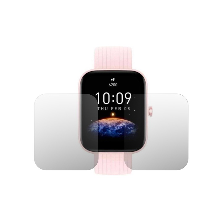 Set 2X Folie Protectie Ecran iSkinz pentru Amazfit Bip 3 Pro, Invisible Skinz UHD AutoRegeneranta, Siliconica Adeziva si Flexibila