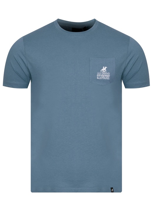 Tricou barbati din bumbac cu logo brodat, Albastru