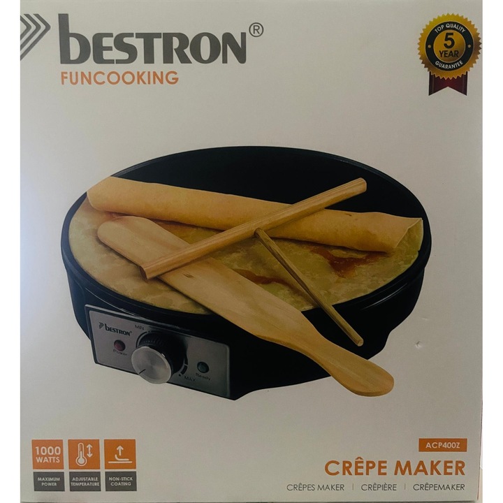 Aparat pentru clatite, 1000W, antiaderent, diametru 30 cm