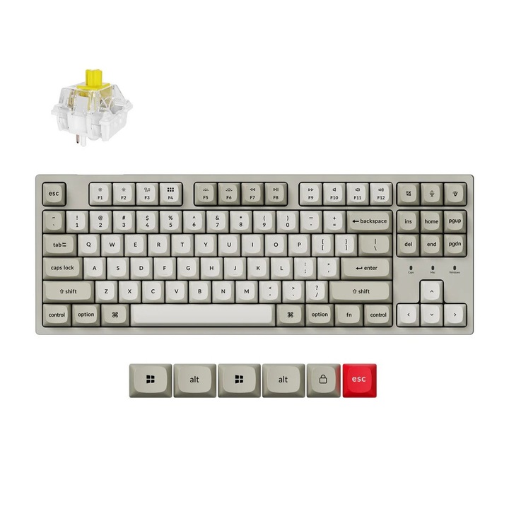 Гейминг клавиатура Keychron C1 Pro 8K QMK - С кабел, RGB LED, Hot-swappable, Super Banana Switch