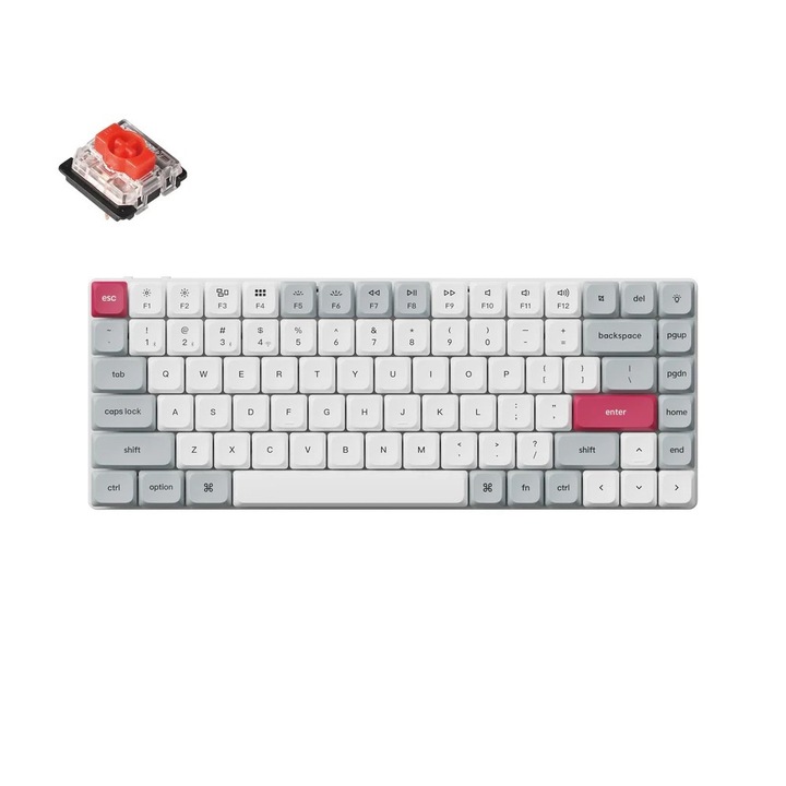 Безжична механична клавиатура Keychron K3 Max QMK/VIA, 2.4GHz/Bluetooth, бял LED, Gateron Hot-Swap, Red Switch, бяла