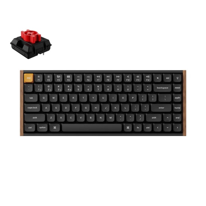 Безжична механична клавиатура Keychron K3 Max QMK/VIA, 2.4GHz/Bluetooth, RGB LED, специално издание, дървена рамка, Double Shot PBT капачки за клавиши, USB-C, черна