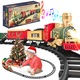 Juksun játékvonat, mozdony és sínek, hang- és fényeffektusok, élénk karácsonyi design, 57.5x8.9cm
