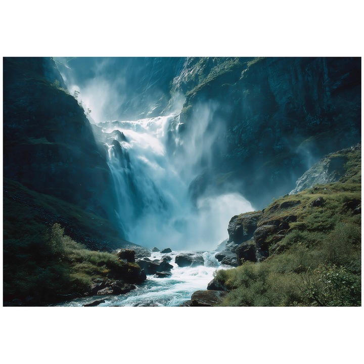 Fototapet, Cascada, Peisaj, Copaci, 150x105 cm, Modern, Vlies, Tapet, Pentru Dormitor, Camera, Living, Perete, Decorare, 16286VX3