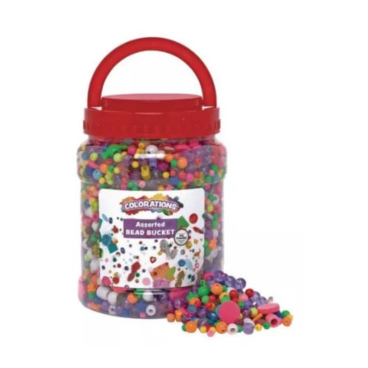 Borcan cu mărgele Childhood, 6000 piese, multicolor, 6x13cm