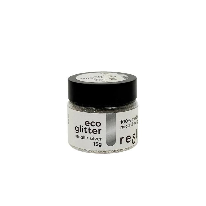 Glitter Eco Argintiu din Mica Reslin, 15 g, set de modelaj