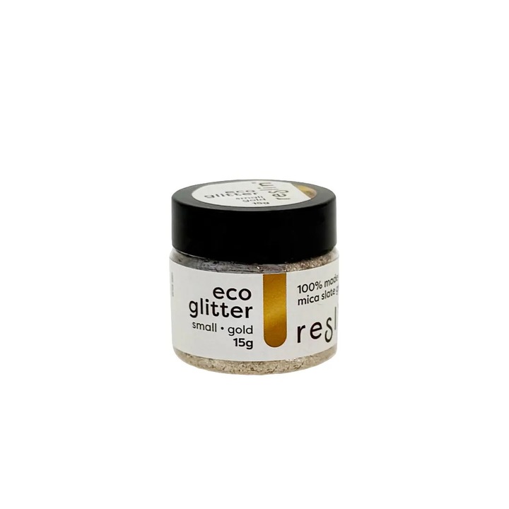 Set glitter eco auriu Reslin 15 g, din mica naturala, fara plastic