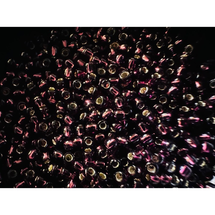 Margele japoneze din sticlă FELTLAND, rotunde, silver lined amethyst, 10g, set