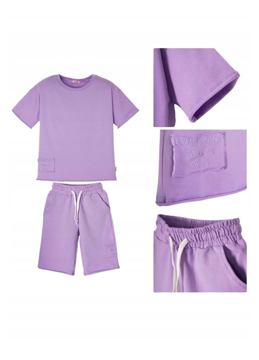 Set Haine Copii, Mod Kids, Pantaloni Scurti si Tricou, Lila, Marime 134 CM