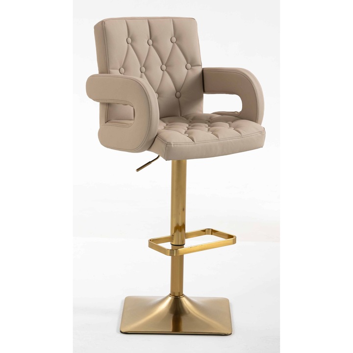 Scaun de birou, Votana, HR8404KW, Piele Ecologica Premium Soft, Baza Aurie, Crem