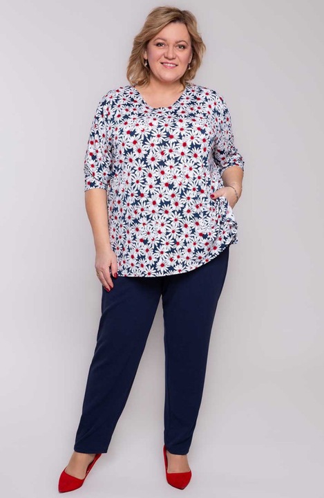 Pantaloni eleganti MDR24 bleumarin, cu buzunare, marime 60-62 EU