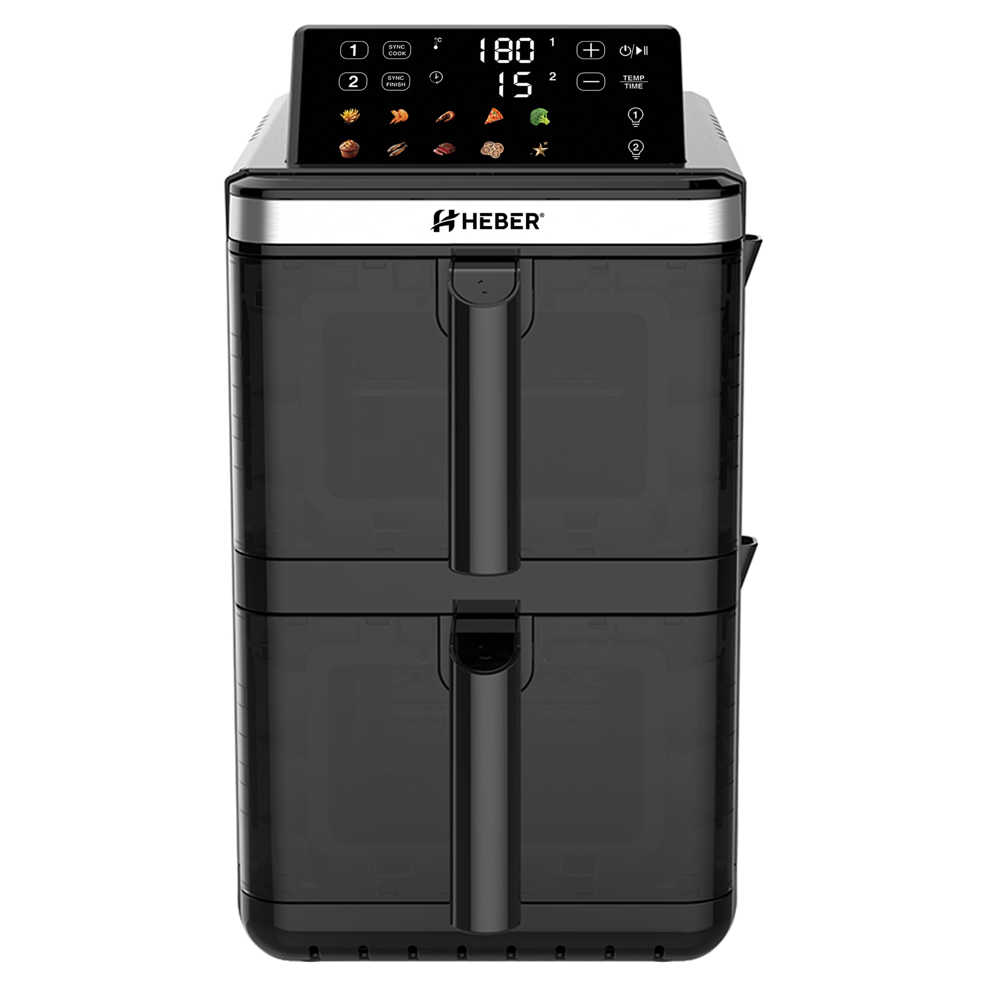 Heberb Friteuza cu aer cald Heber HBR-1105, 3000W, capacitate 12L, 2 zone ...
