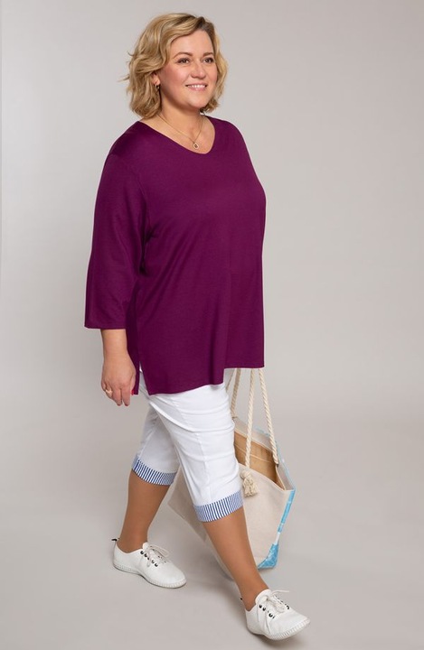 Pantaloni albi 3/4 cu bretele