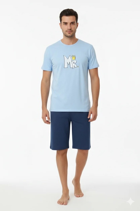 SERENA, bumbac, pantaloni 3/4, albastru, Albastru, 2XL