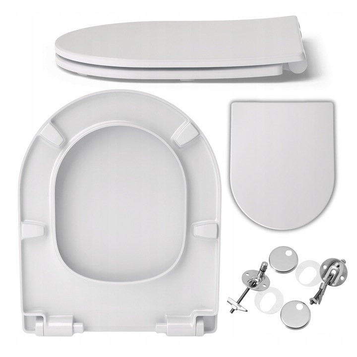 Capac WC, Cersanit City Oval, Alb, 35.5x43cm, Duroplast Premium, Soft Close, Antibacterian