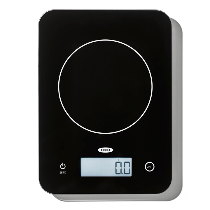 Cantar alimentar electronic OXO, sticlă, 5kg, 10.98x7.72x1.3cm