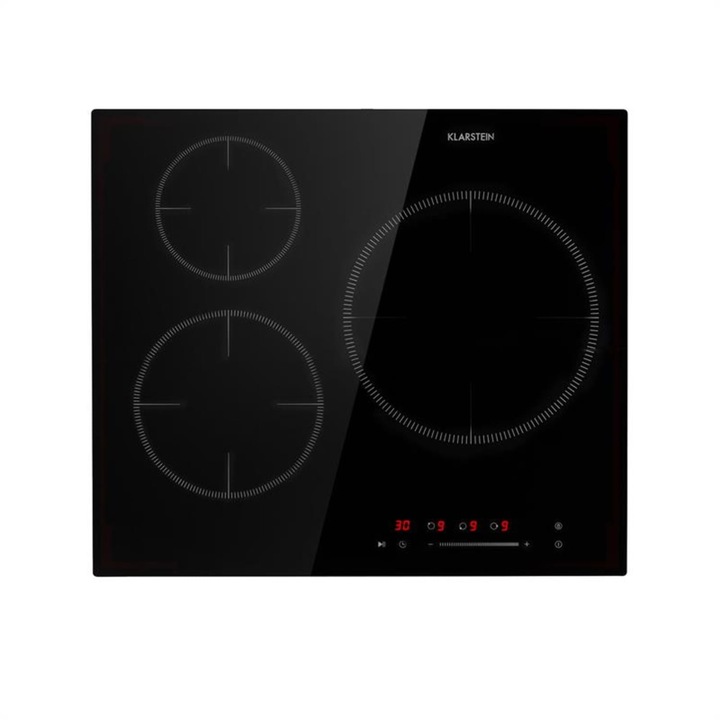Plita inductie Klarstein Delicatessa 3, 3 zone, 5800W, ceramica de sticla, negru, 59x5,6x52cm