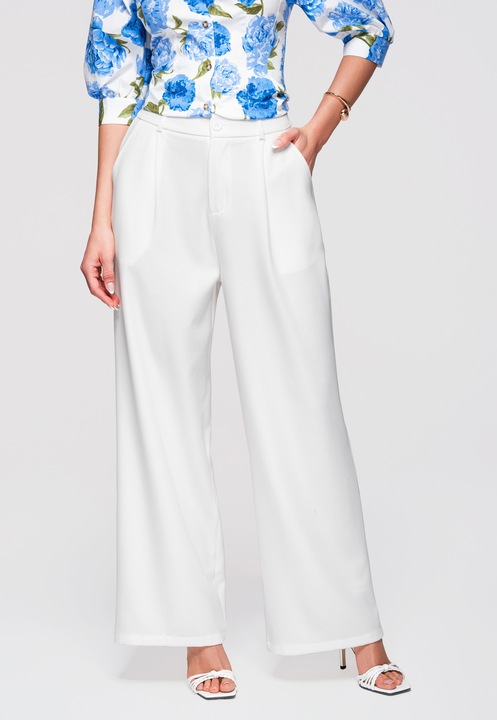 Elegáns magas derekú nadrág LARICA OW-PA-E0001, Fehér