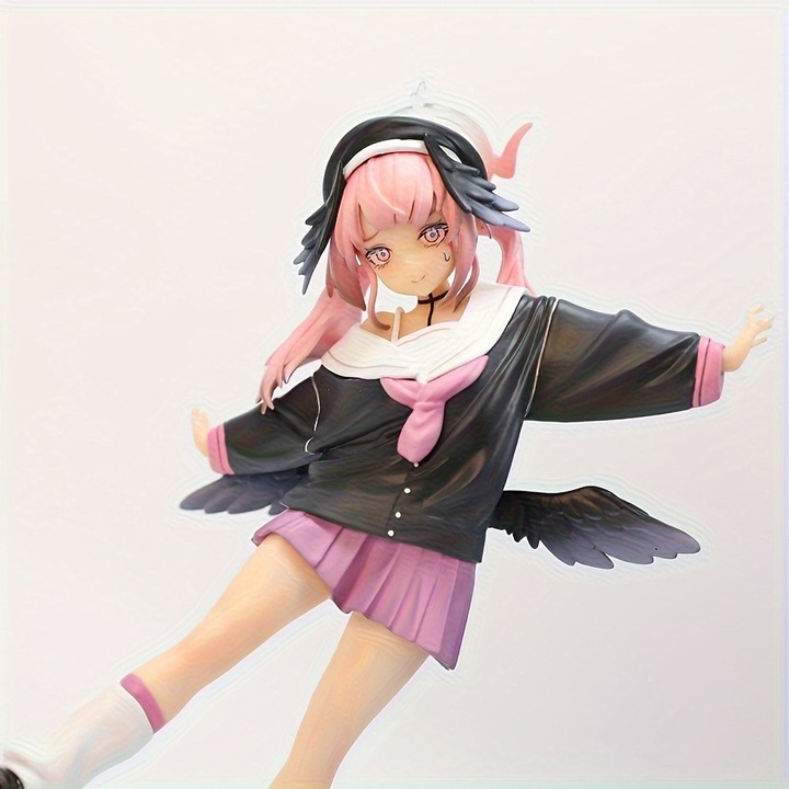Аниме фигурка момиче с двойни опашки, бяла, PVC, 18 см