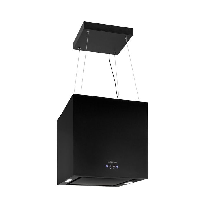 Hota tip insula Klarstein, 596 m³/h, 2 panouri LED, clasa de eficiență energetică A, 44x44, 5x44 cm