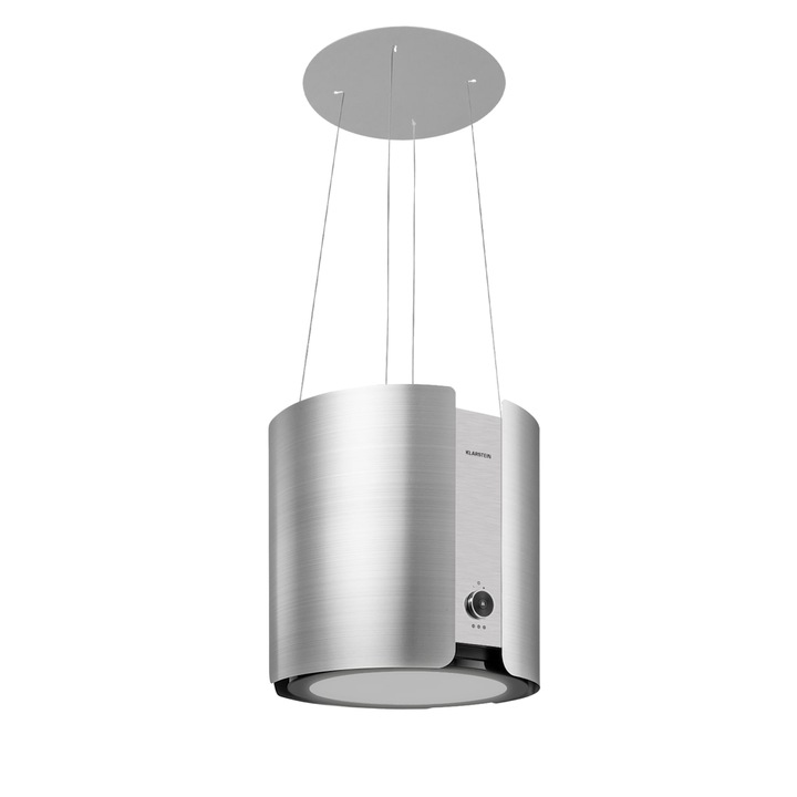 Hota Insula Klarstein Skyfall, O 45 cm, Recirculare 402 m³/h, LED, Otel Inoxidabil, Argintiu