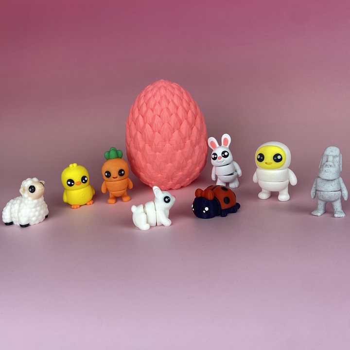 5 mini Zigluti de Paste + Ou de Dragon Roz