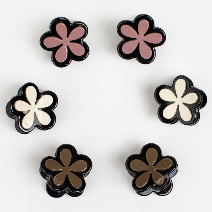 Clește păr set 6 bucăți 2, 5cm flori