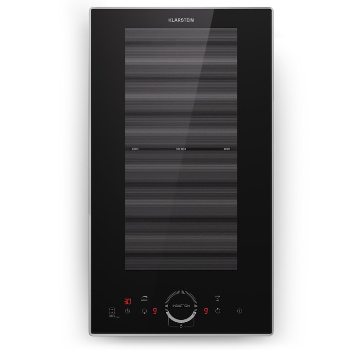 Plită incorporabilă Klarstein Delicatessa Domino Prime, induție, 2 zone, 3500 W, 28,8x6x52cm