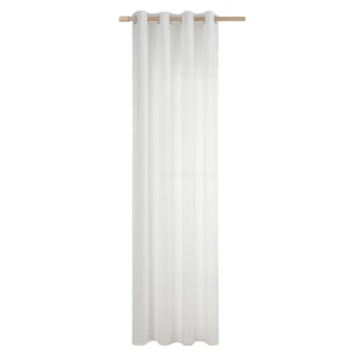 Perdea Topfinel, 140 x 225 cm, полупрозрачна, с халки, цвят бял