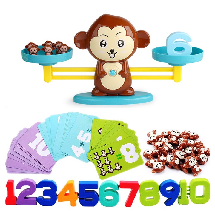 Joc educativ, FooFoony, Maimuta tip balanta, set 65 piese, multicolor