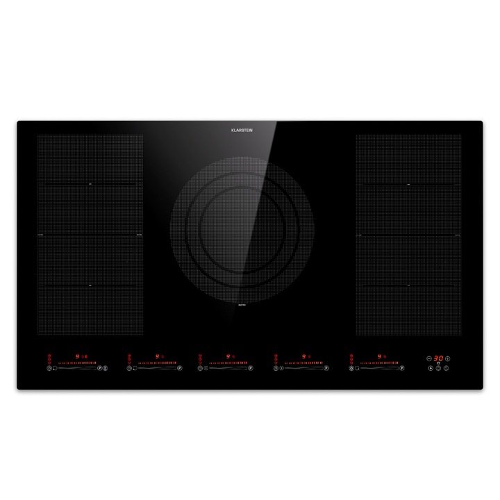 Klarstein Masterzone 90 Flex indukciós főzőlap, max. 12 600 W, 5 Flex zóna, beépíthető, elegáns design, 90x52x6cm méret
