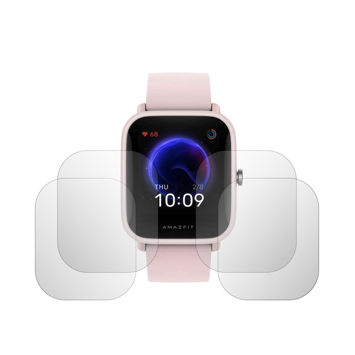 iSkinz képernyővédő fólia szett, 4 db, Amazfit Bip U-hoz, Invisible Skinz HD, Ultra-tiszta szilikon teljes lefedettséggel, ragasztós és rugalmas