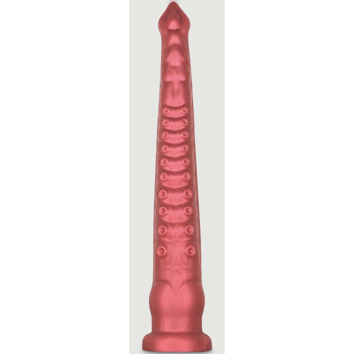 Dildo din silicon cu ventuza, Deepleasure, model tentacul de caracatita, 52x7.5cm, rosu