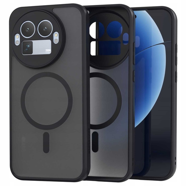 Хибриден MagSpacecase калъф за Realme GT8 Pro, матов, съвместим с MagSafe, черен
