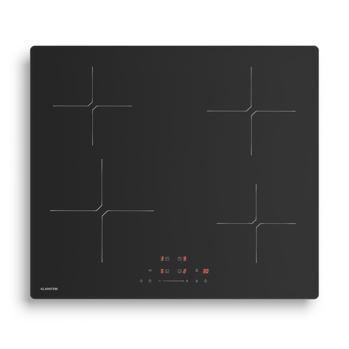 Plită electrică Klarstein PowerGlide, 4 zone de gătit, 7400 W, rezistentă la zgârieturi, 60 cm, neagră