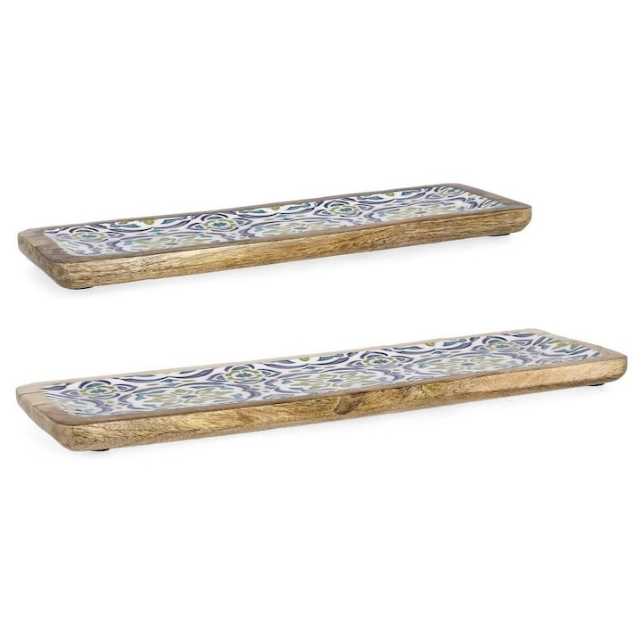 Set 2 tavi lemn mango email Majolicas 38x12x2h, 46x15x2h