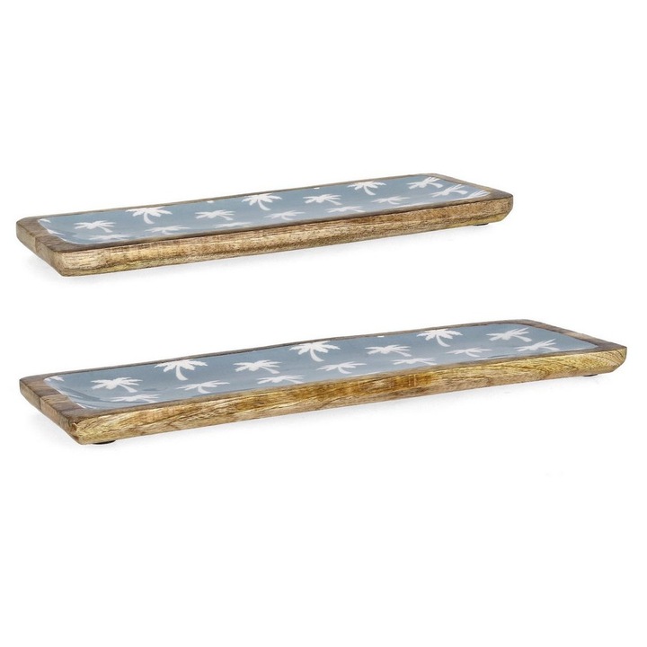 Set 2 tavi lemn mango email Palms 38x12x2h, 46x15x2h