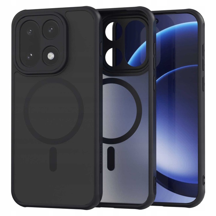 Husa Spacecase Hybrid Mag pentru OnePlus 15, mata, compatibila cu MagSafe, neagra