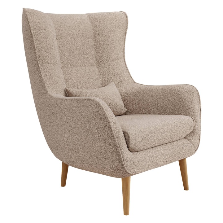 Fotoliu Florence Boucle, MIRJAN 24, latte, 80x95x106 cm