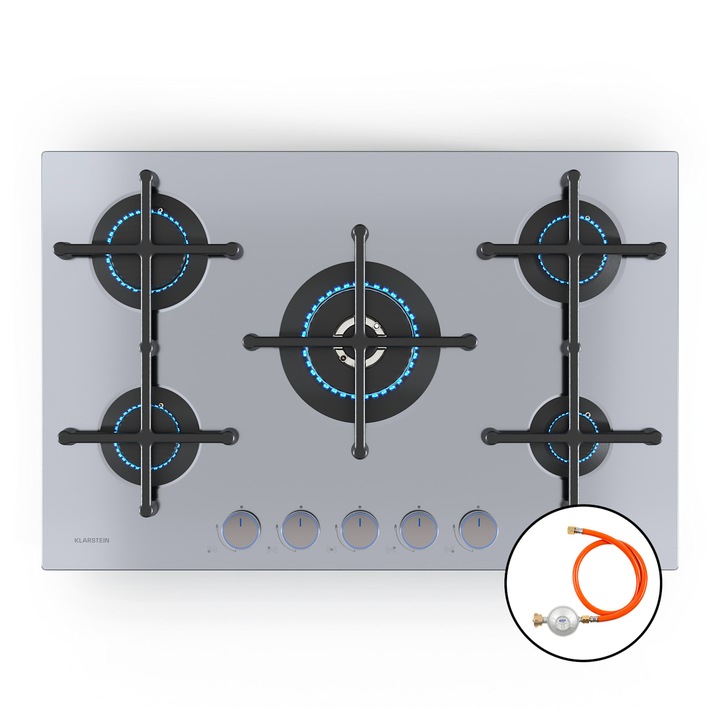 Klarstein, Illuminosa 5 Plita Pe Gaz 5 Arzatoare Sabaf Arzator Din Otel Inoxidabil