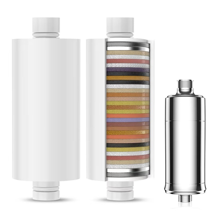 Filtru de dus 32 etape 2-pachet pentru apa dura - Alb