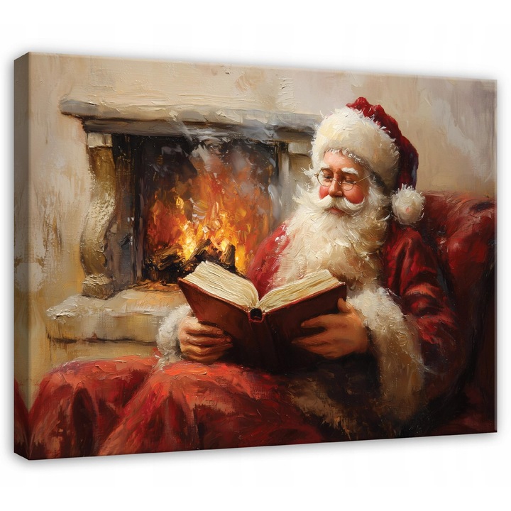 Канава картина, Дядо Коледа, Коледа, 60x40 см, Картина, Декоративна, Всекидневна, Кухня, Картини за стена, PP16293O4
