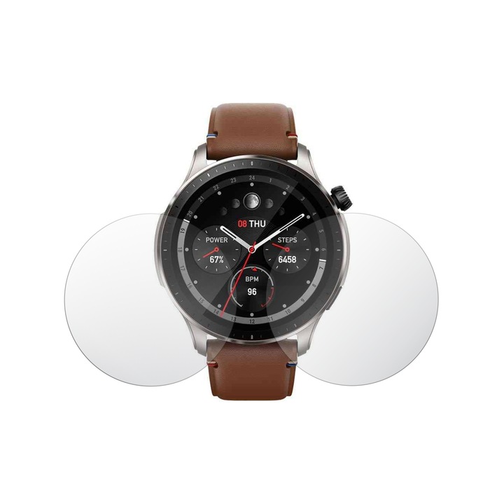 Set 2X Folie Protectie Ecran iSkinz pentru Amazfit GTR 4 - 46mm, Invisible Skinz HD, Siliconica Ultra-Clear cu Acoperire Totala, Adeziva si Flexibila